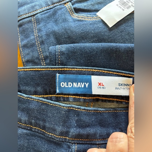 New 2 pair OLD NAVY skinny jeans dark wash girls XL 14 16 - Picture 7 of 8